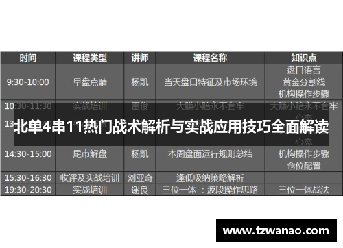 北单4串11热门战术解析与实战应用技巧全面解读